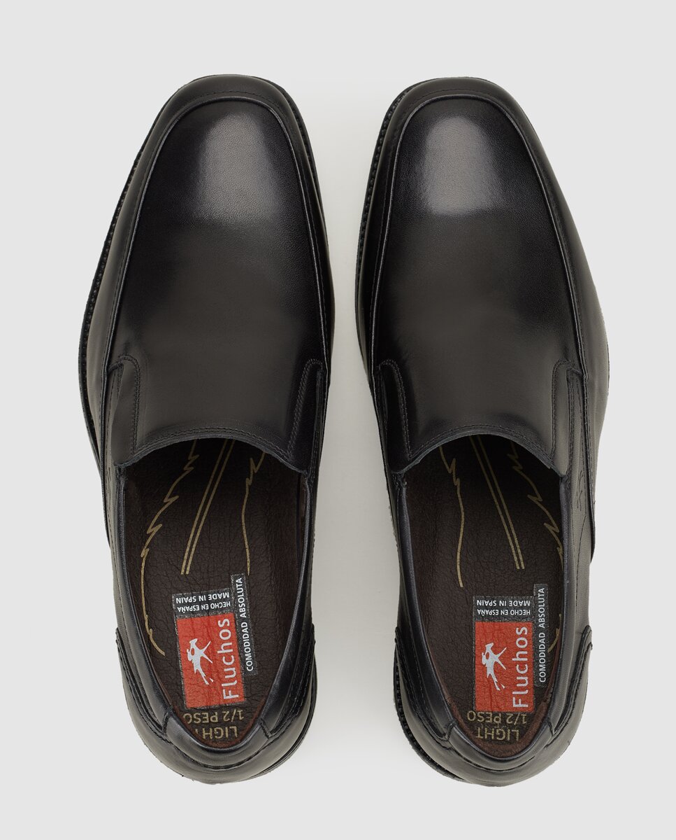 Mocassins de homem Fluchos de pele em preto Preto-4