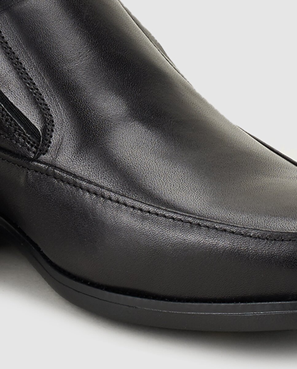 Mocassins de homem Fluchos de pele em preto Preto-5
