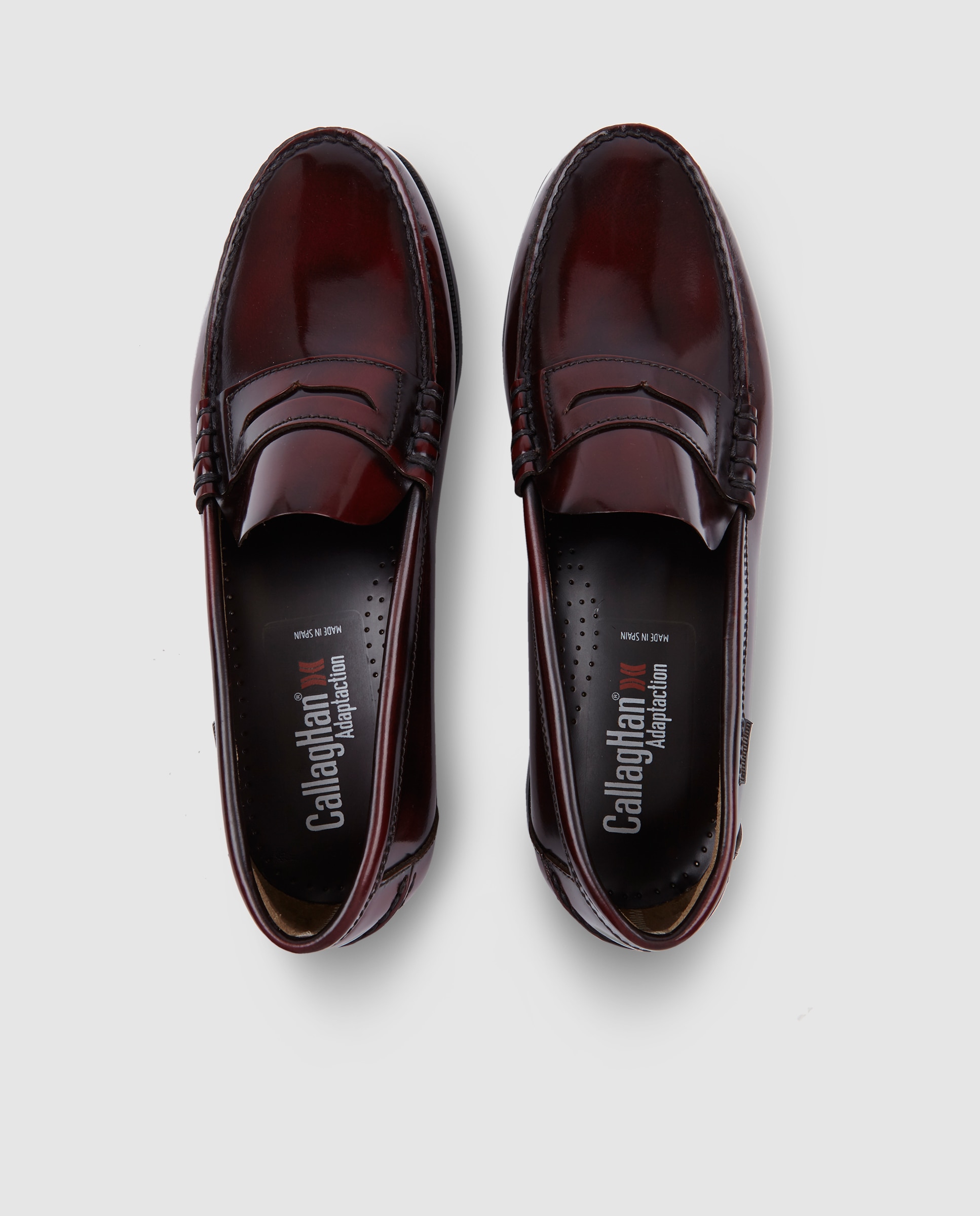 Mocassins de homem Callaghan em pele grená Grená-4
