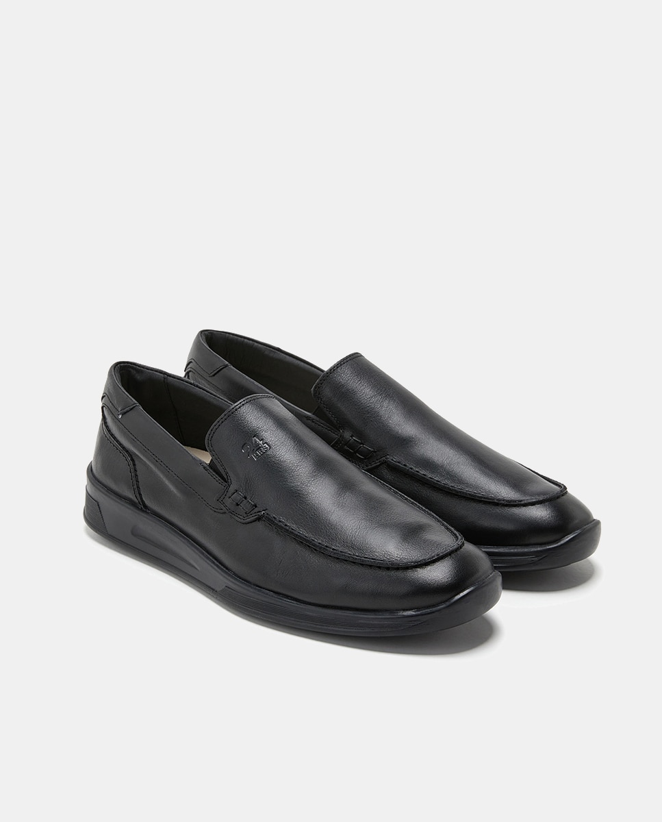 Mocassins com Elásticos Laterais - Preto Preto-2