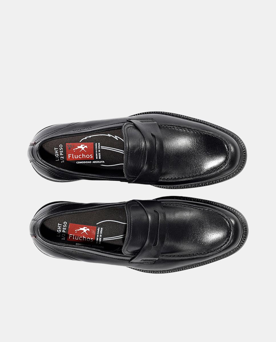 Mocasin de hombre en piel con suela ligera - Fluchos - Negro Negro-5