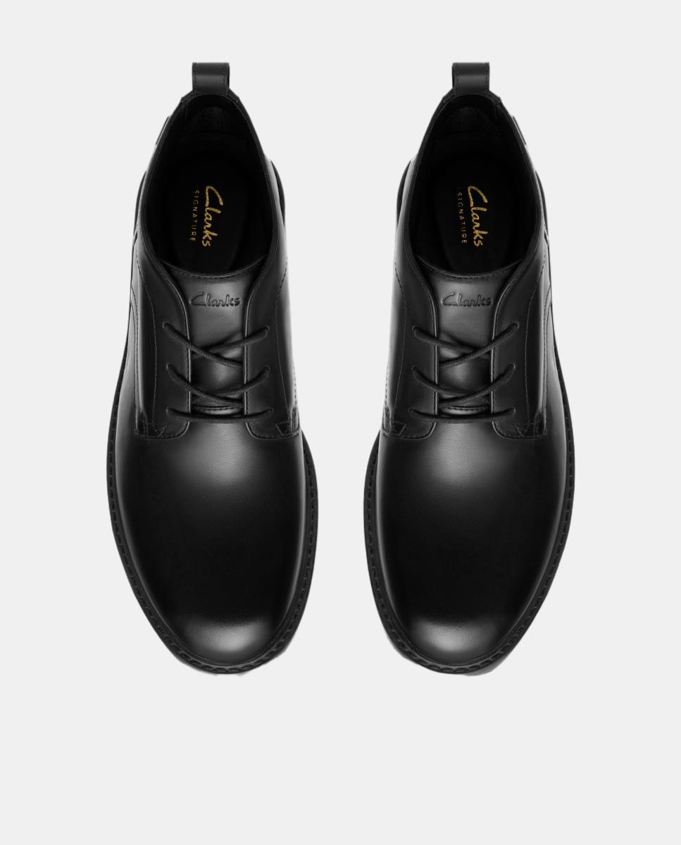 Botins em Pele com Fecho de Atacadores e Sola de Borracha Termoplástica Preto-6
