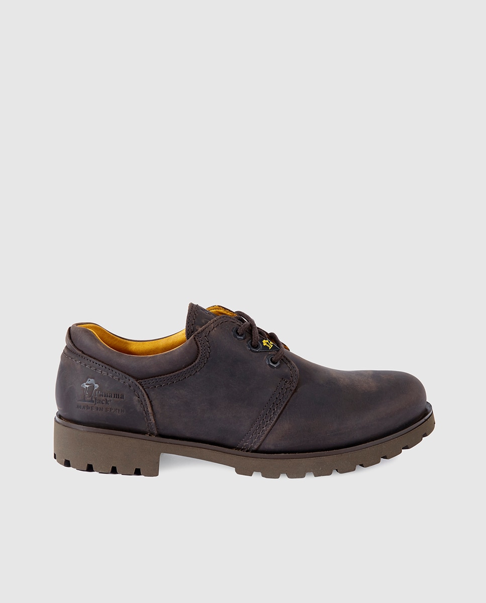 Sapatos Panama Jack em pele engraxada com cordões Castanho-1