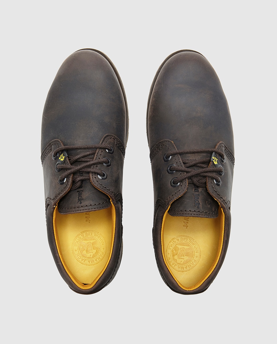 Sapatos Panama Jack em pele engraxada com cordões Castanho-4