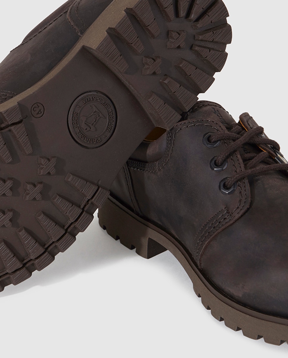 Sapatos Panama Jack em pele engraxada com cordões Castanho-5