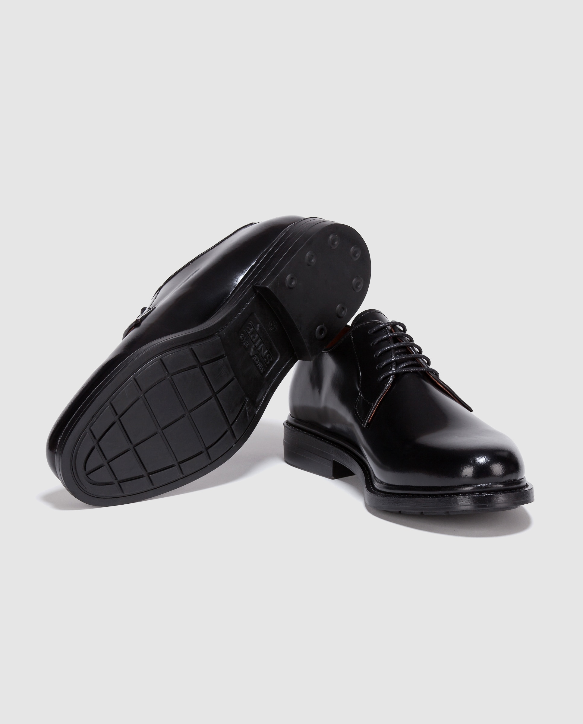 Bluchers de homem Snipe em pele cor preto Preto-2