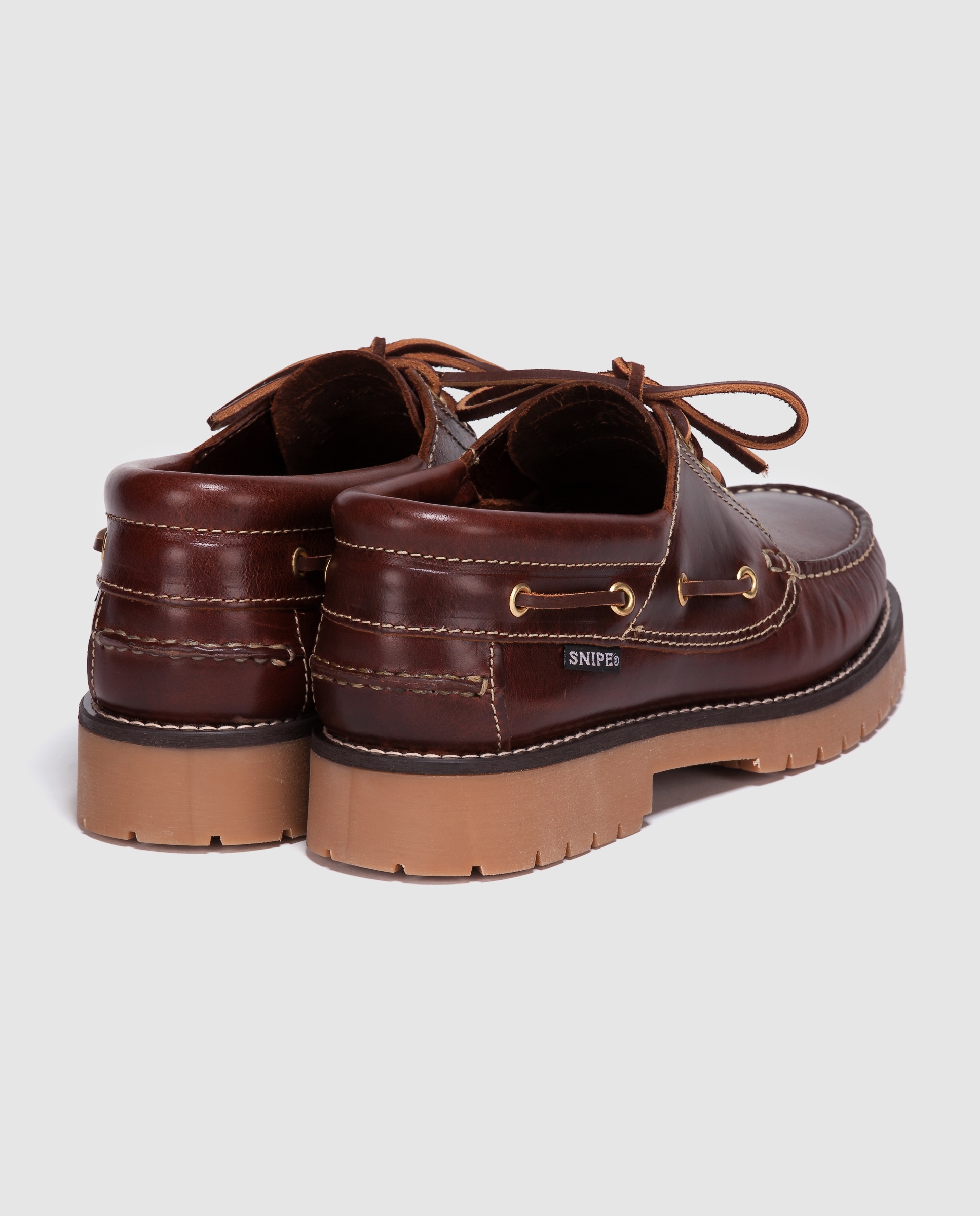 Sapatos de vela de homem Snipe de pele castanhos Castanho-3