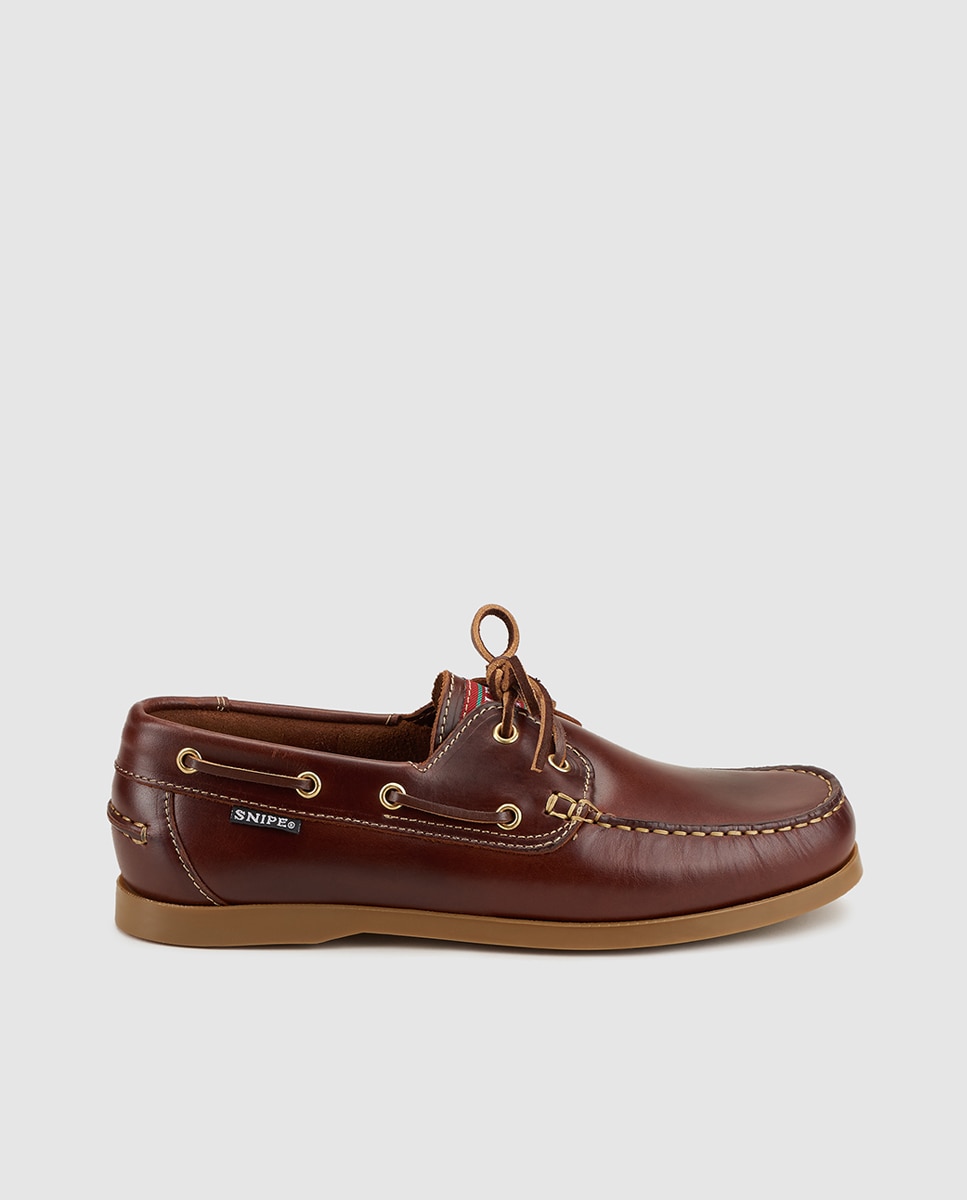 Imagem 0 de Sapatos de vela de homem Snipe em pele cor castanho