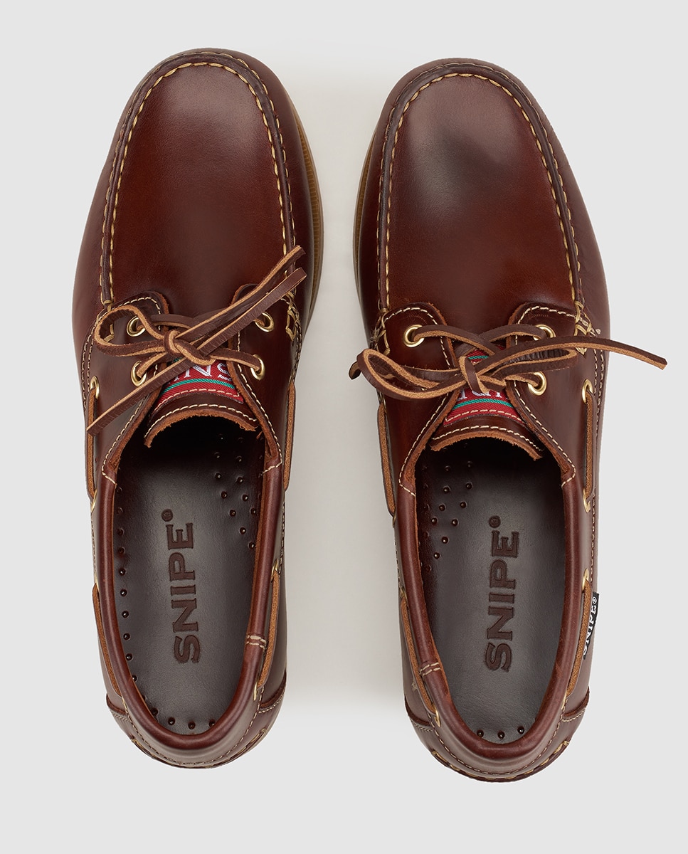 Sapatos de vela de homem Snipe em pele cor castanho Castanho-4