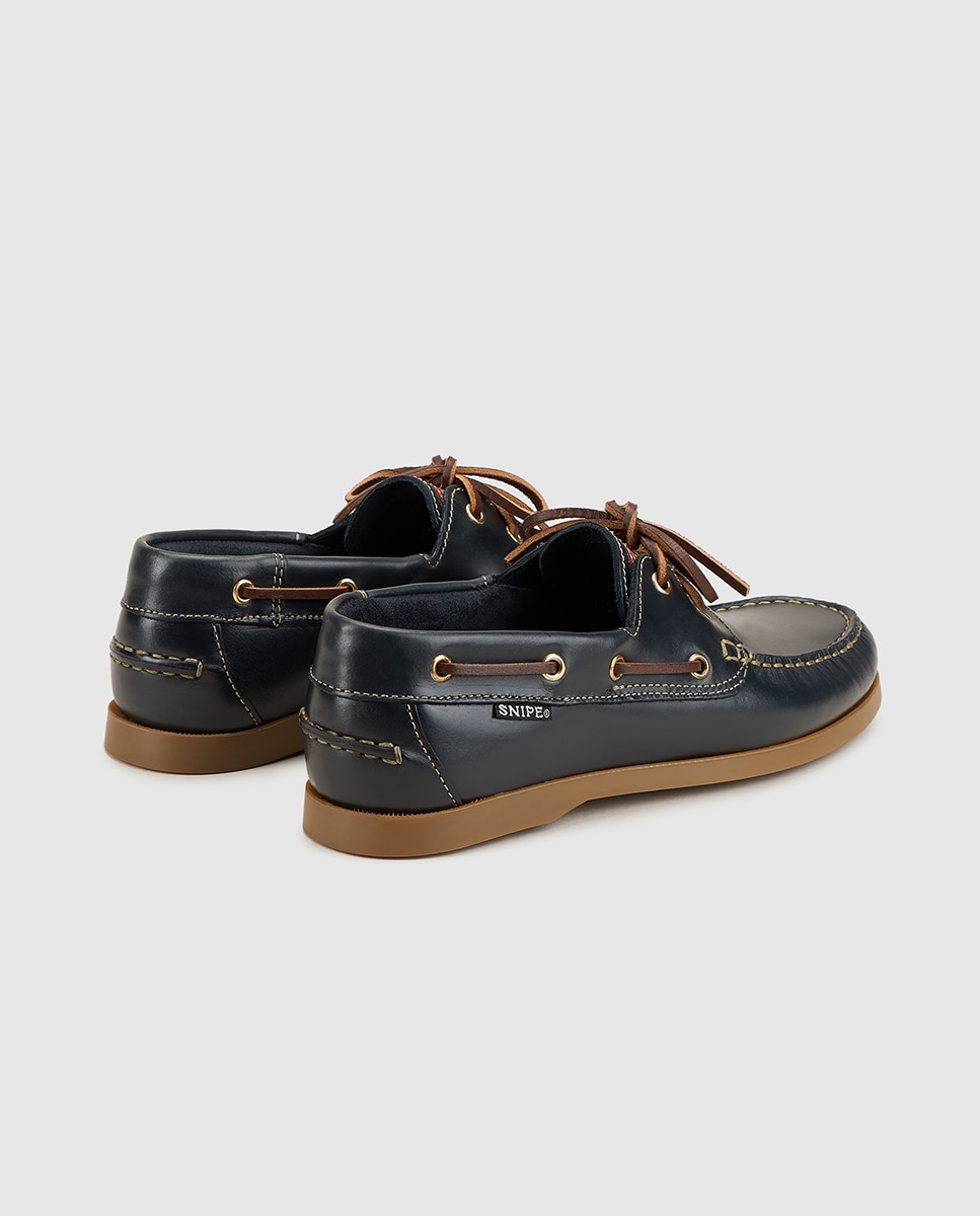 Sapatos de vela de homem Snipe em pele cor azul Azul-3