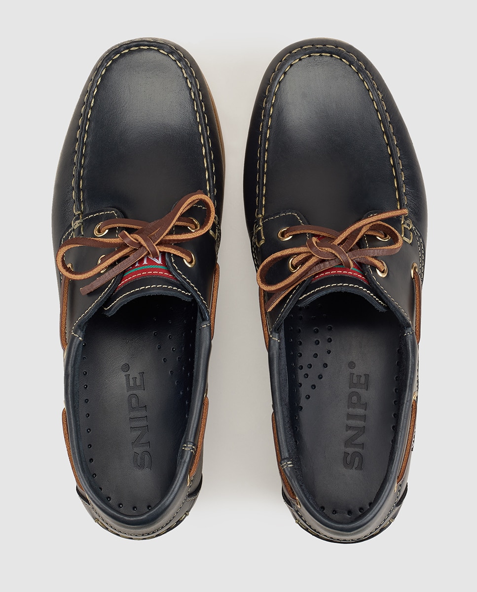 Sapatos de vela de homem Snipe em pele cor azul Azul-4