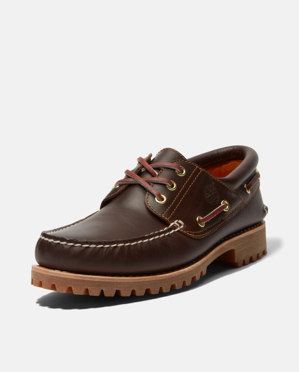 Sapatos de vela de homem Timberland de pele castanhos Castanho-9