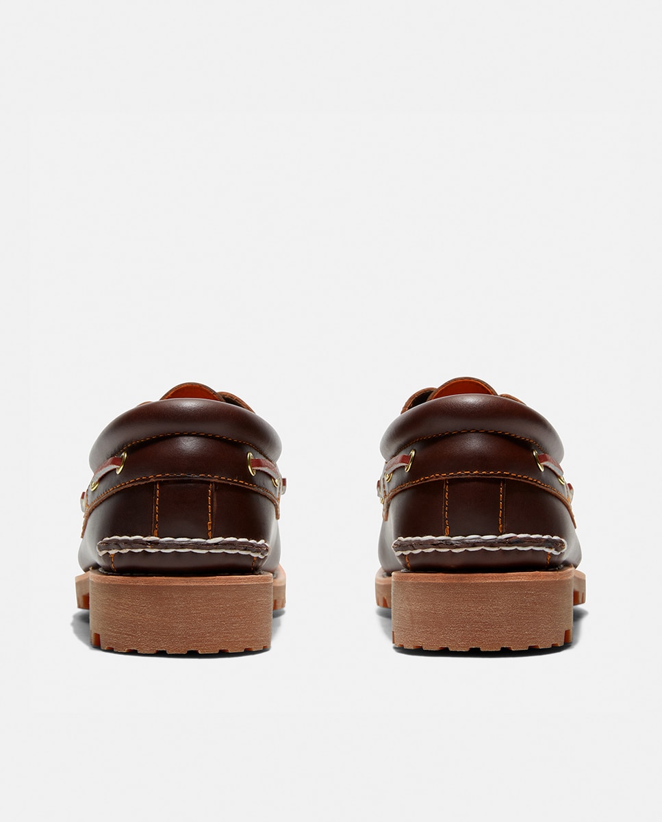 Sapatos de vela de homem Timberland de pele castanhos Castanho-14