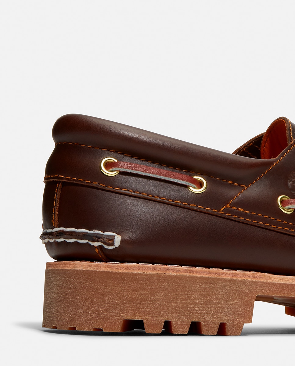 Sapatos de vela de homem Timberland de pele castanhos Castanho-16
