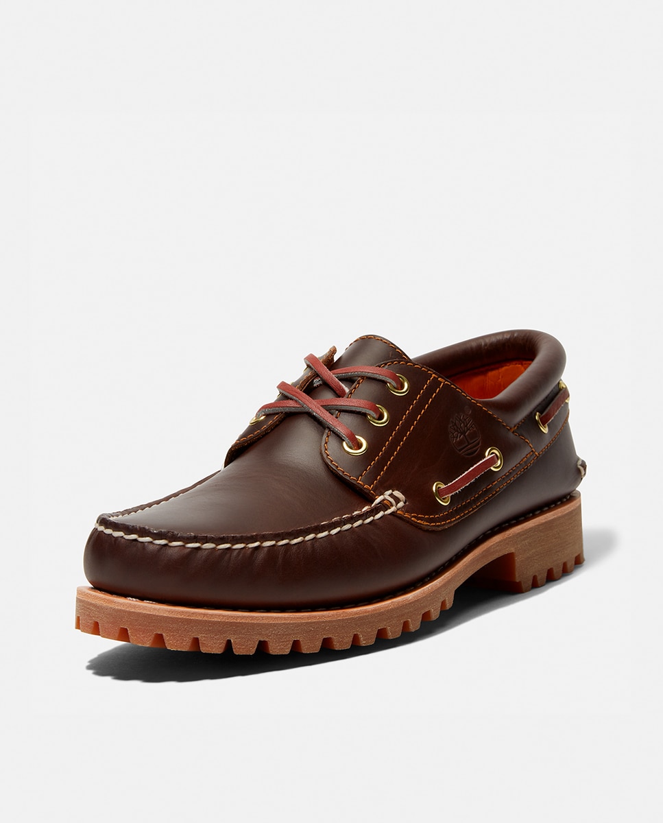 Sapatos de vela de homem Timberland de pele castanhos Castanho-17