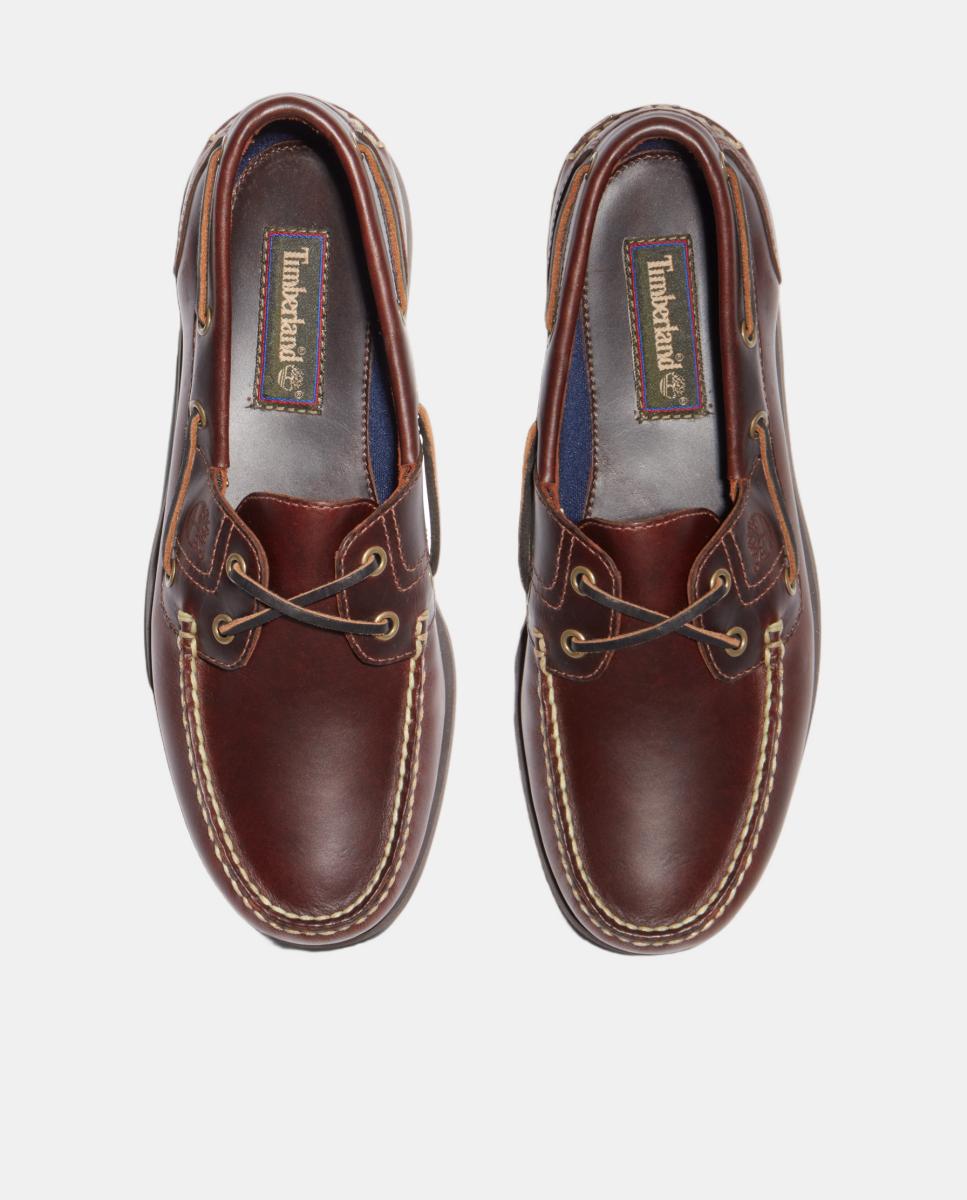 Sapatos de vela de homem Timberland de pele castanhos Castanho-2