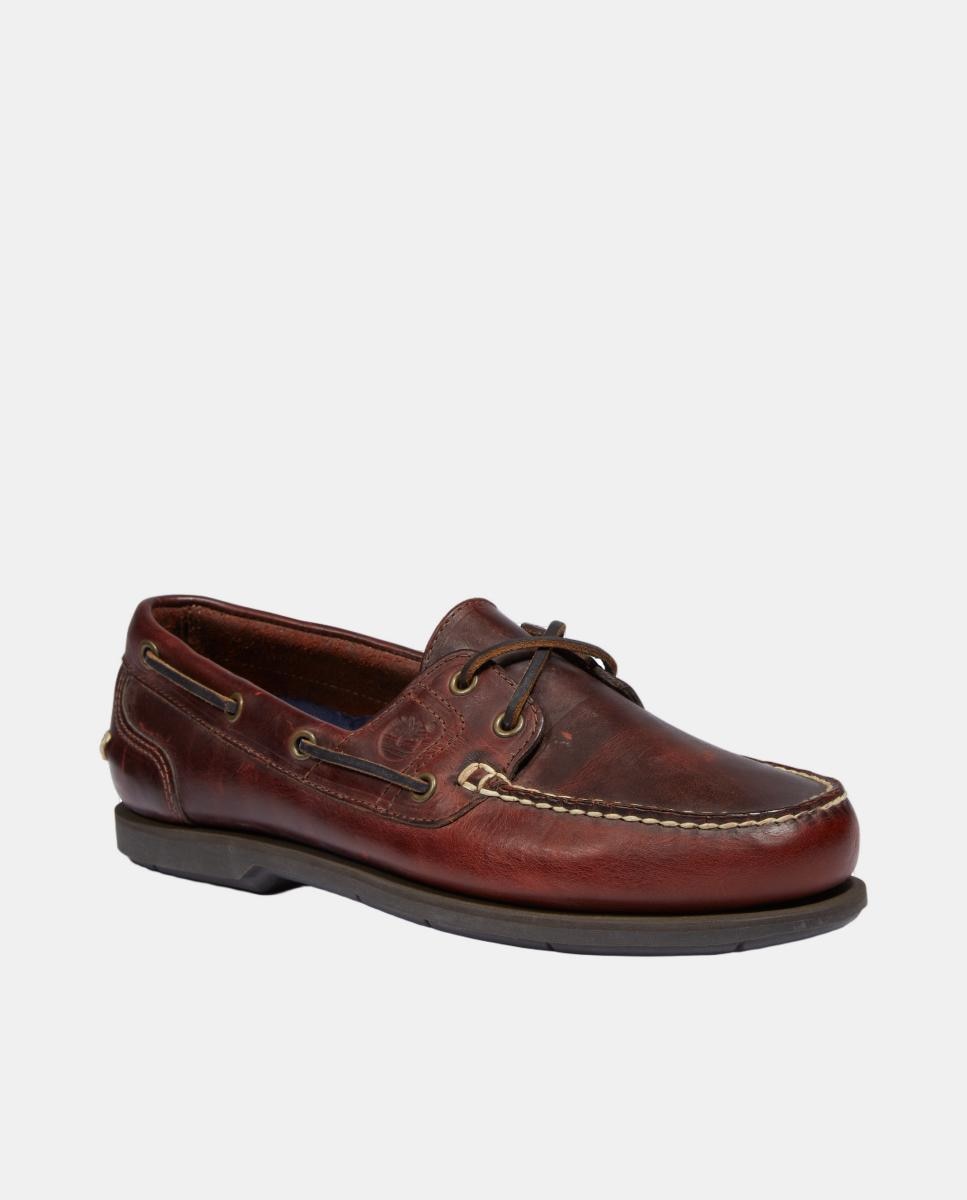 Sapatos de vela de homem Timberland de pele castanhos Castanho-4