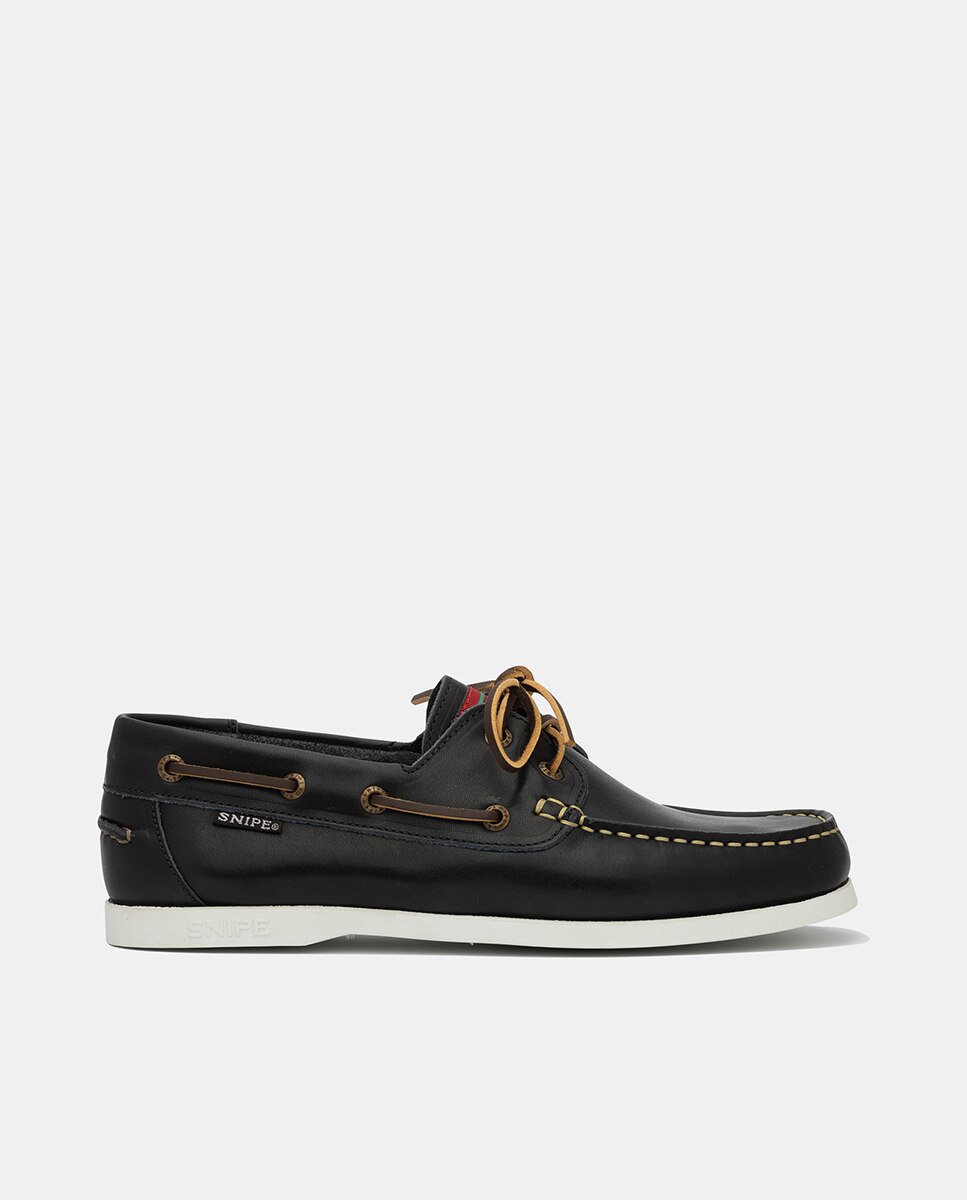 Sapatos Náuticos em Pele de Bovino com Sola de Borracha Azul-marinho-1