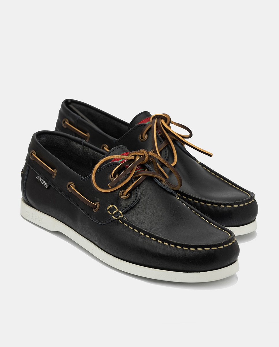 Sapatos Náuticos em Pele de Bovino com Sola de Borracha Azul-marinho-2