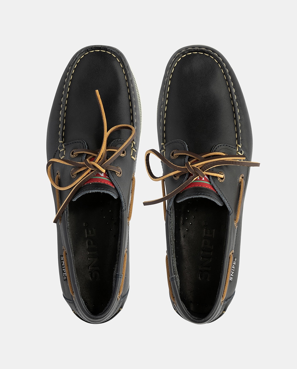 Sapatos Náuticos em Pele de Bovino com Sola de Borracha Azul-marinho-4