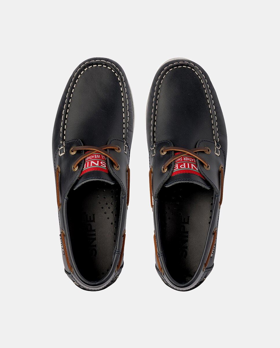 Sapatos Náuticos em Pele de Bovino com Sola de Borracha Azul-marinho-9