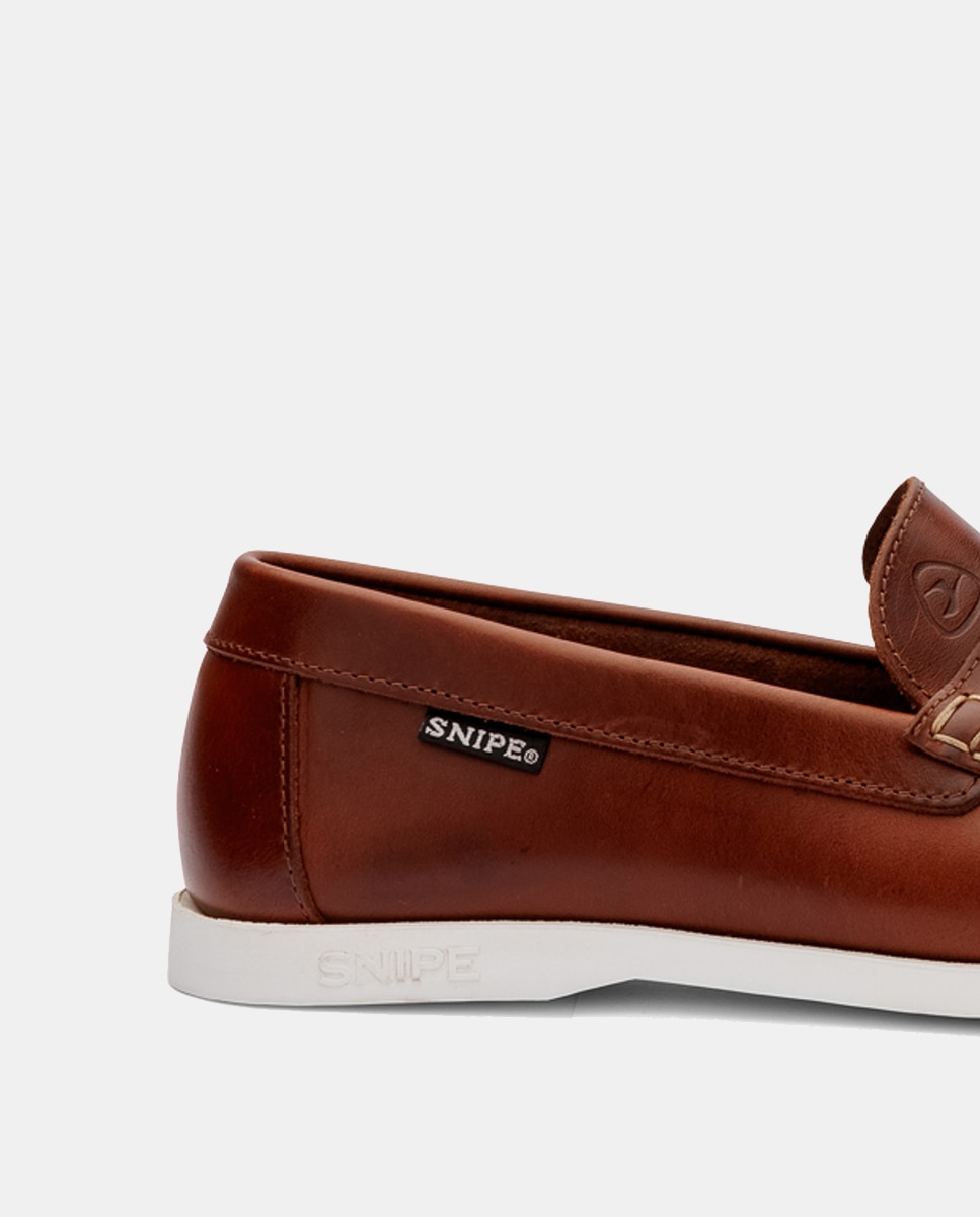 Sapatos Tipo Mocassins em Pele de Bovino com Sola de Borracha Castanho-10