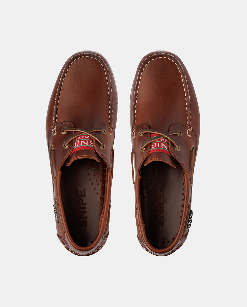 Sapatos Náuticos em Pele de Bovino com Sola de Borracha Couro-4