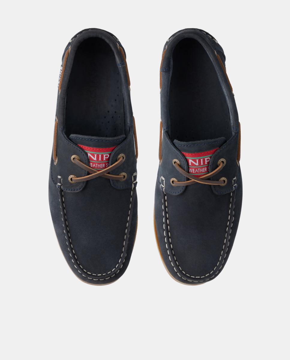 Sapatos Náuticos em Pele Nobuck com Sola de Borracha Azul-escuro-2