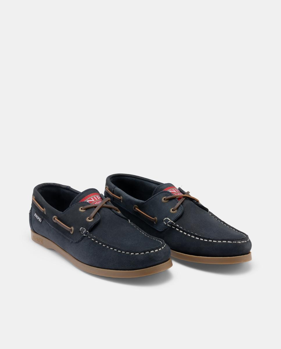 Sapatos Náuticos em Pele Nobuck com Sola de Borracha Azul-escuro-3