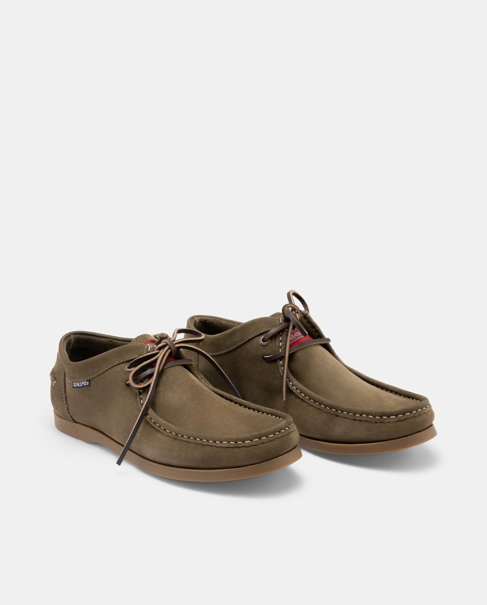 Imagen 3 de Zapato wallabee en piel nobuck con suela de goma - Snipe - Verde Oliva Verde Oliva