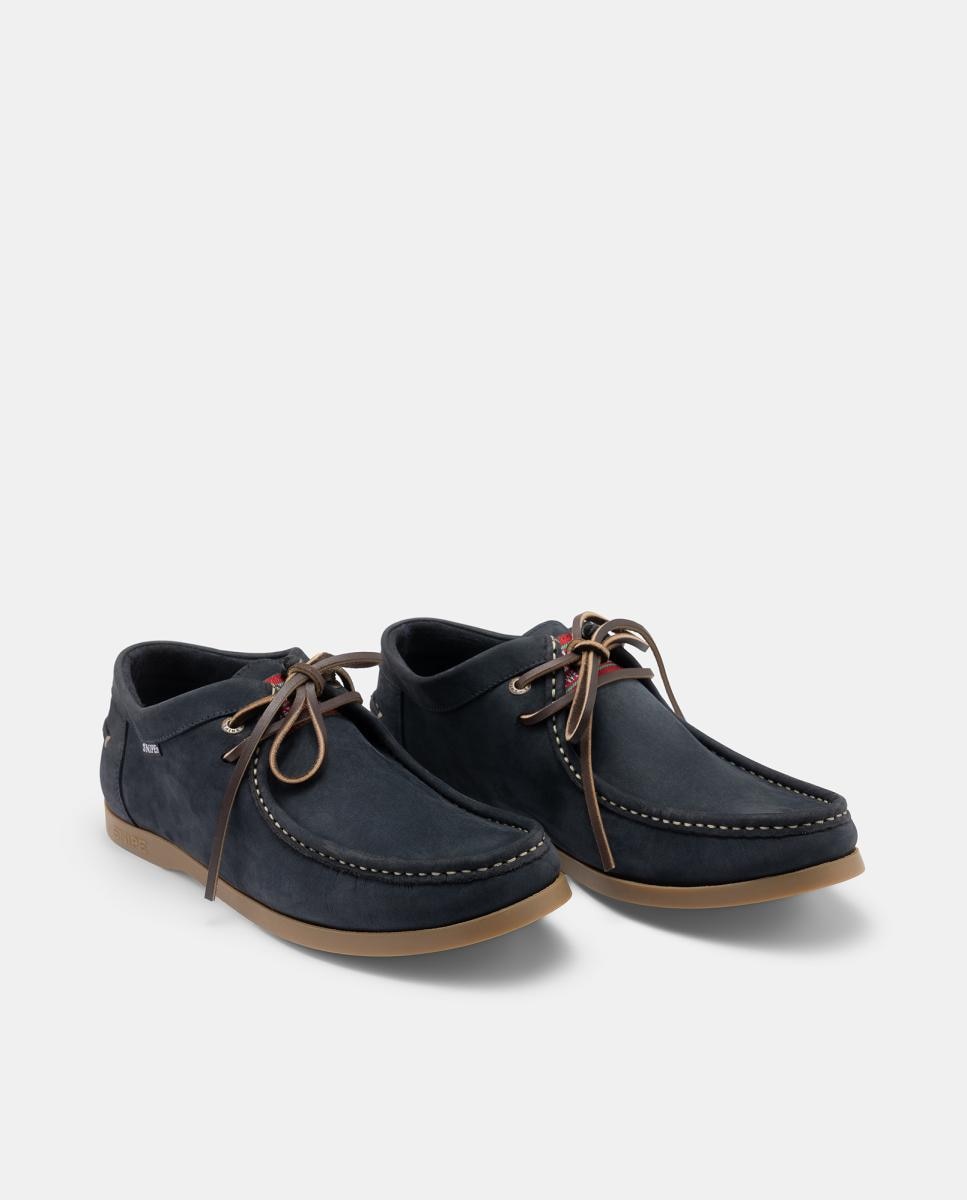 Sapatos Noruegueses em Nobuck Azul-marinho-3