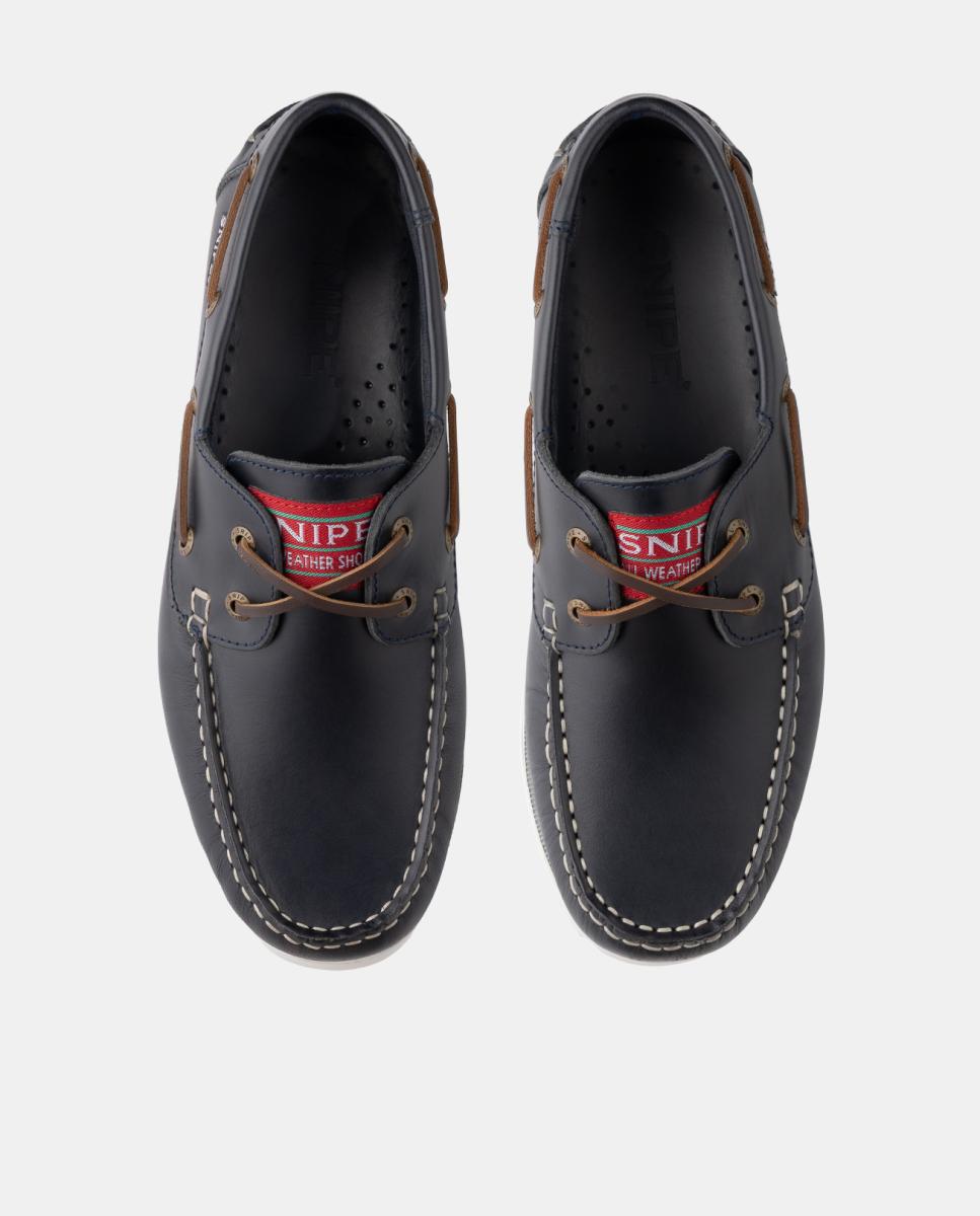Sapatos Náuticos em Pele de Bovino com Sola de Borracha Azul-marinho-2