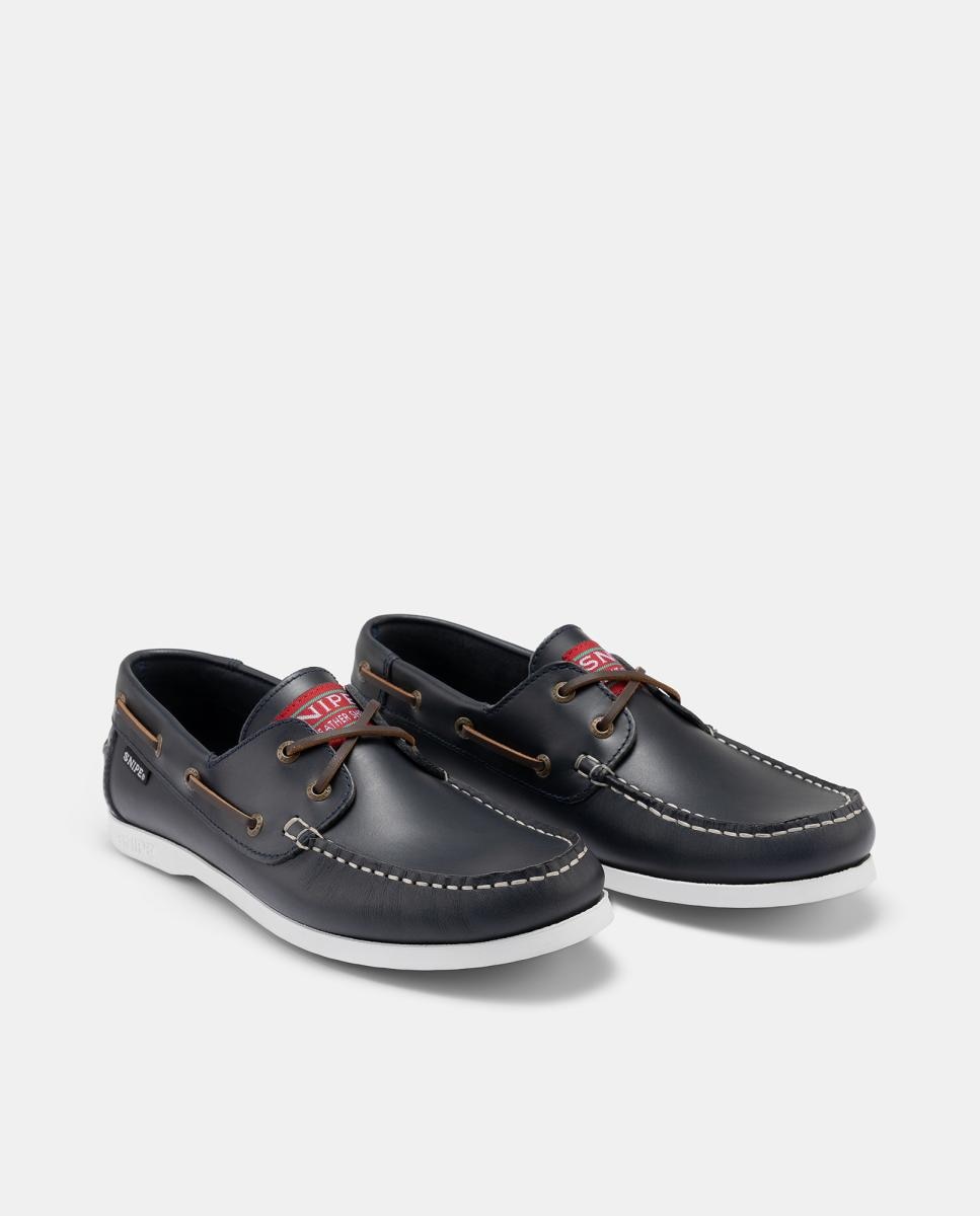 Sapatos Náuticos em Pele de Bovino com Sola de Borracha Azul-marinho-3