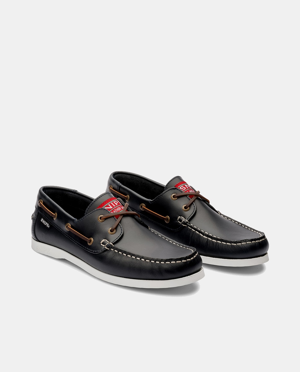 Sapatos Náuticos em Pele de Bovino com Sola de Borracha Azul-marinho-7