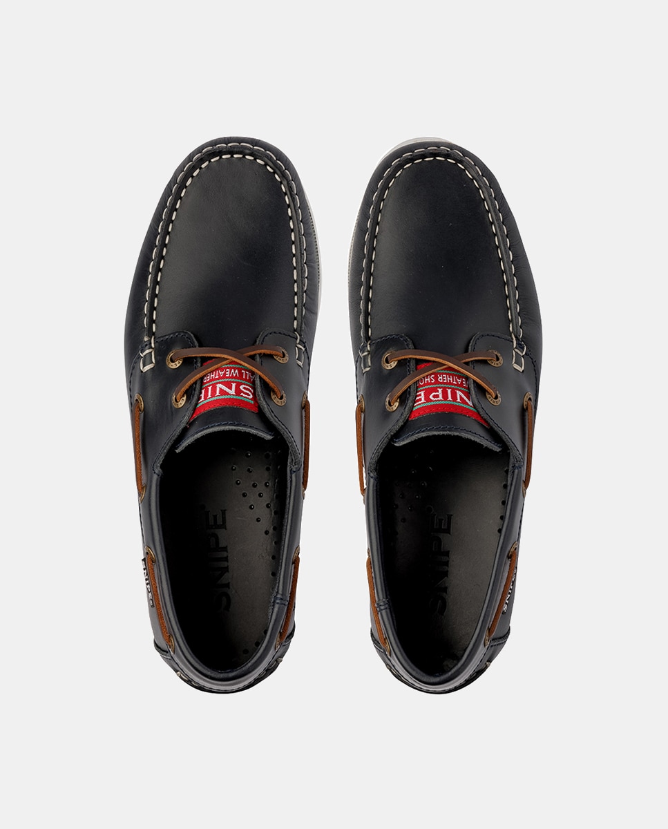 Sapatos Náuticos em Pele de Bovino com Sola de Borracha Azul-marinho-9
