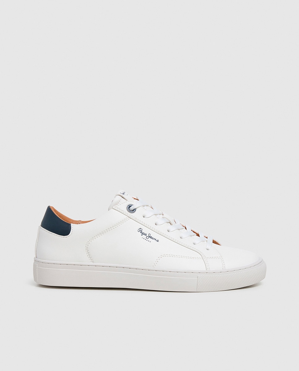 Zapatilla de corte bajo con suela cupsole de goma y cuello acolchado. - Pepe Jeans - Blanco Blanco-1
