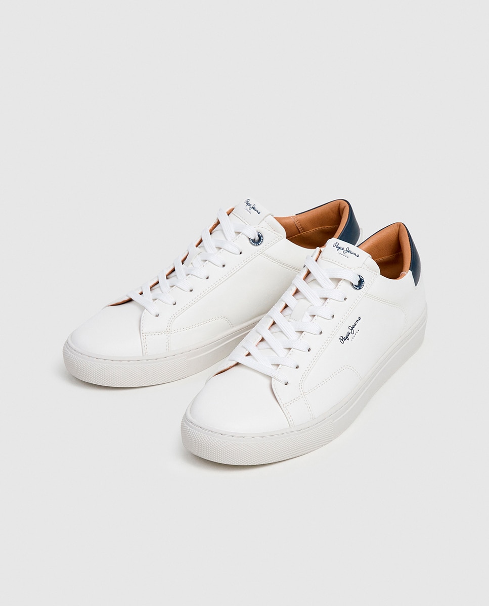 Zapatilla de corte bajo con suela cupsole de goma y cuello acolchado. - Pepe Jeans - Blanco Blanco-2