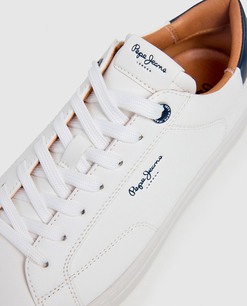 Zapatilla de corte bajo con suela cupsole de goma y cuello acolchado. - Pepe Jeans - Blanco Blanco-4