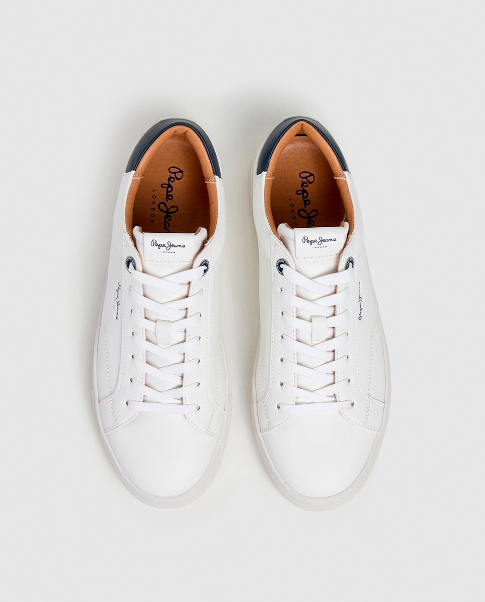 Zapatilla de corte bajo con suela cupsole de goma y cuello acolchado. - Pepe Jeans - Blanco Blanco-6