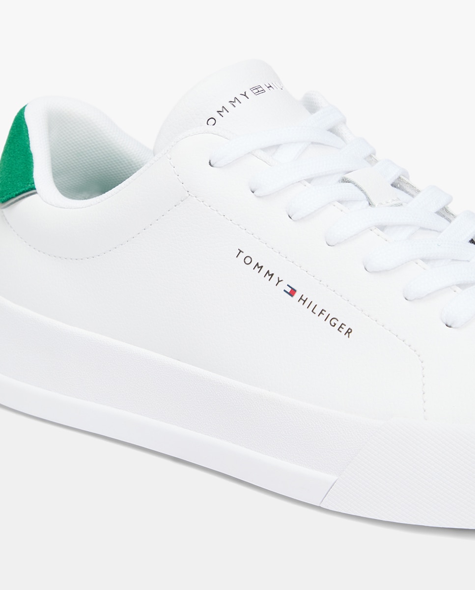 Sapatilhas em Pele com Logótipo Branco-5