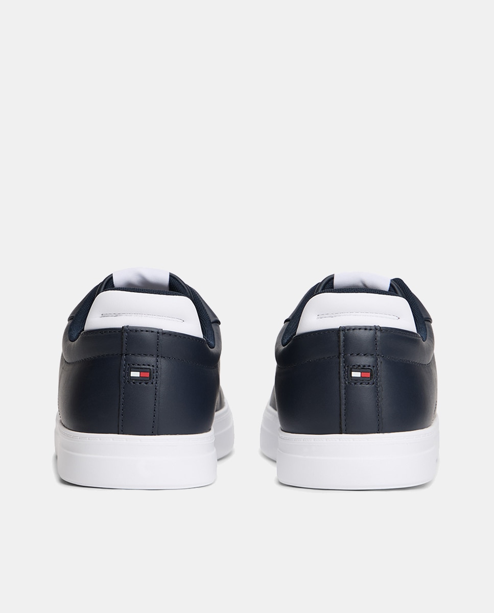 Sapatilhas em Pele com Logótipo Azul-marinho-5