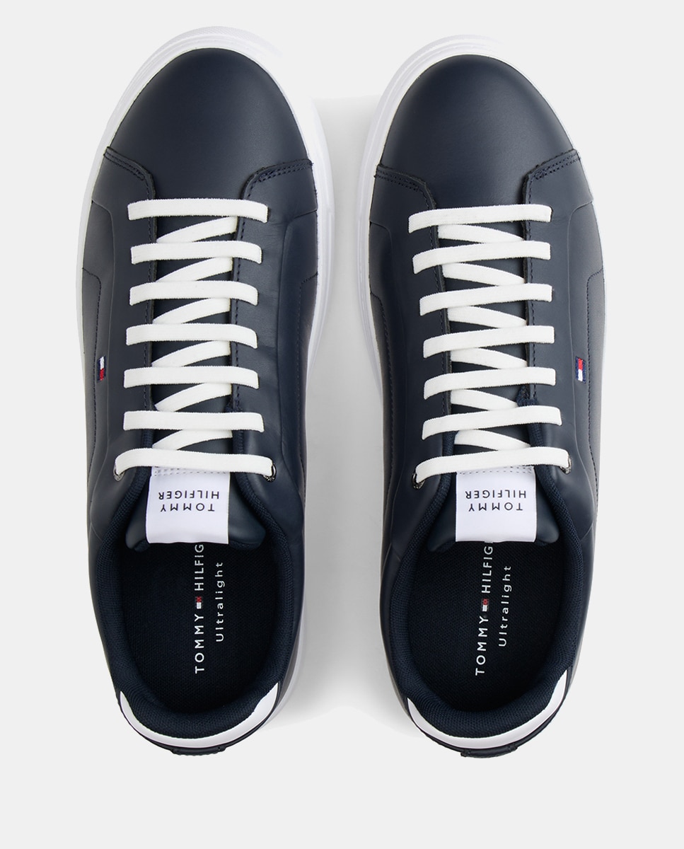 Sapatilhas em Pele com Logótipo Azul-marinho-6