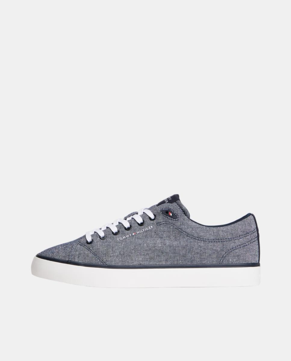 Sapatilhas de Chambray com Logótipo Azul-marinho-2