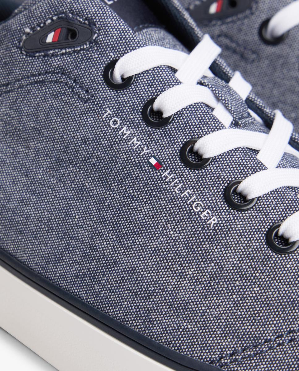 Sapatilhas de Chambray com Logótipo Azul-marinho-3