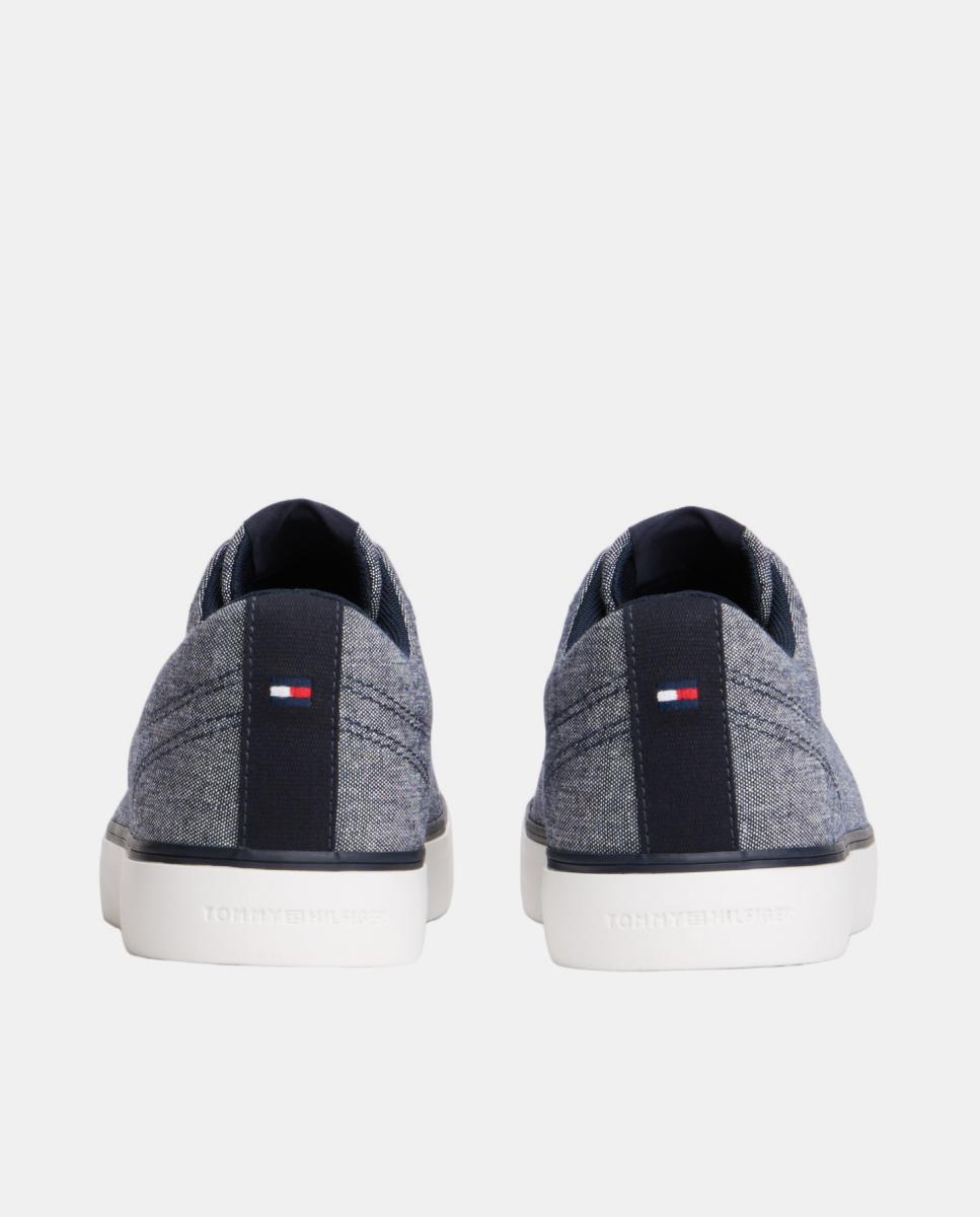 Sapatilhas de Chambray com Logótipo Azul-marinho-4