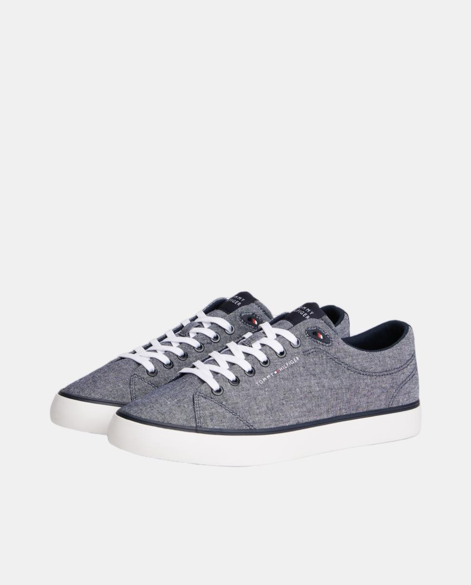 Sapatilhas de Chambray com Logótipo Azul-marinho-5