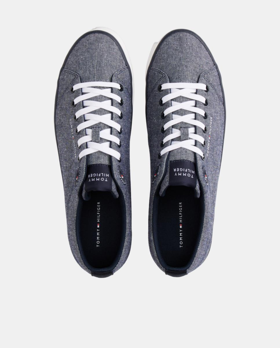 Sapatilhas de Chambray com Logótipo Azul-marinho-6