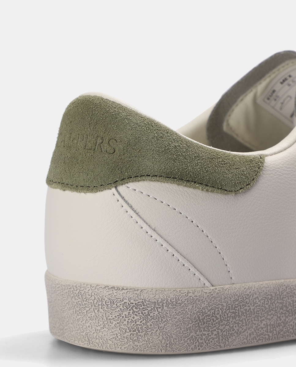 Sapatilhas Retro com Atacadores e Caveira Lateral em Contraste Branco / Verde-6