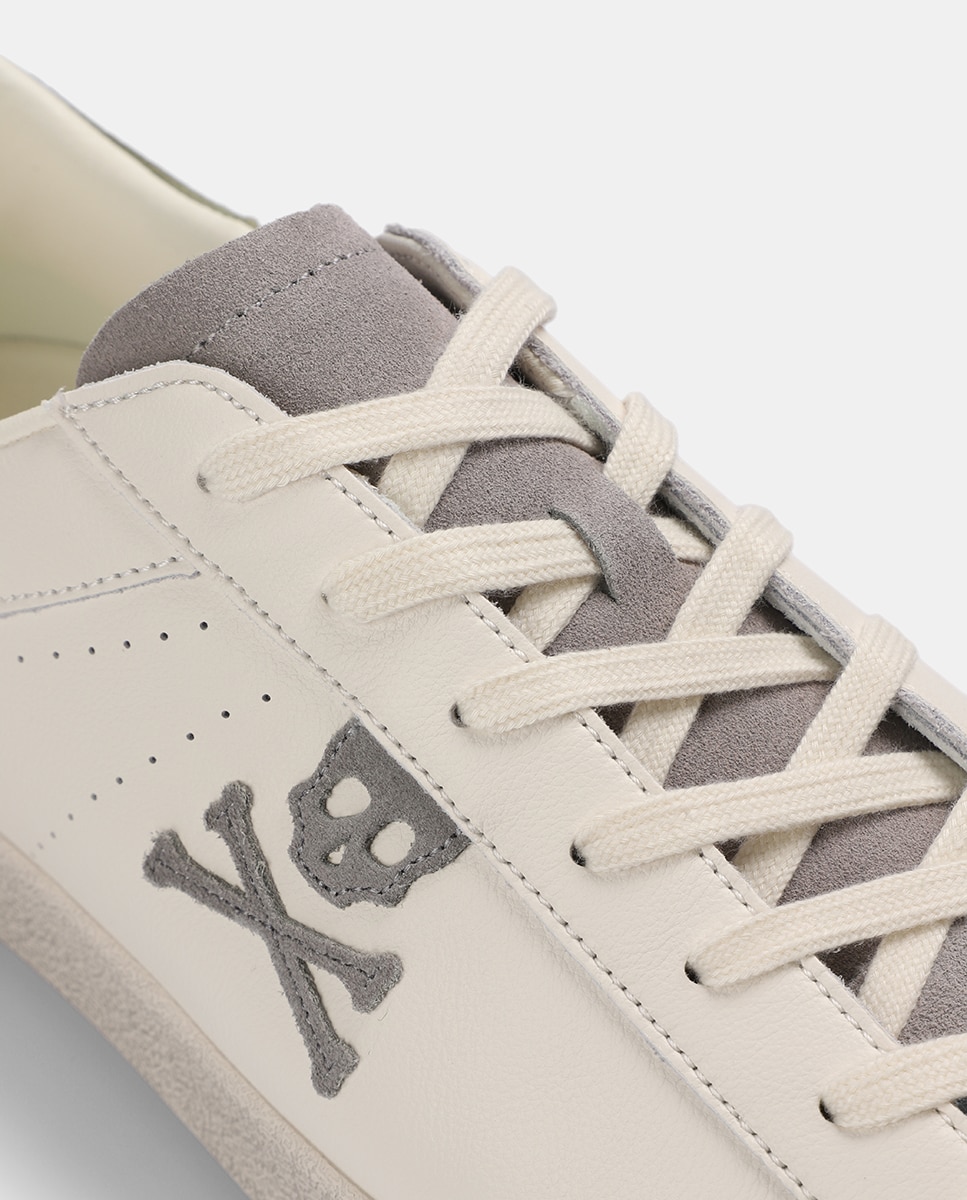 Sapatilhas Retro com Atacadores e Caveira Lateral em Contraste Branco / Verde-7