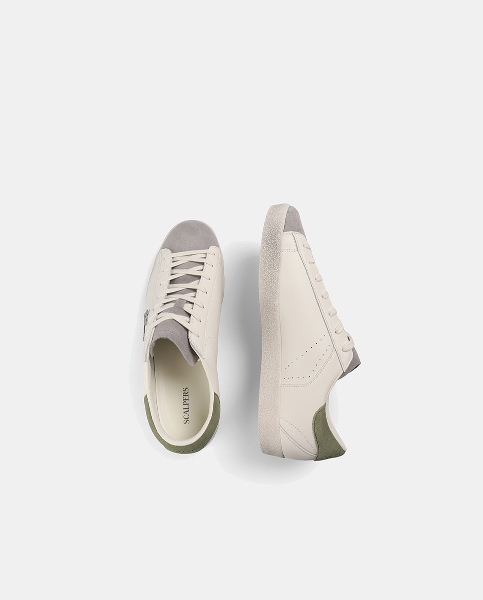 Sapatilhas Retro com Atacadores e Caveira Lateral em Contraste Branco / Verde-9